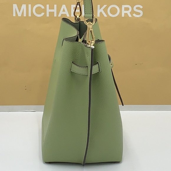 Michael Kors Emilia Small Bucket Bag Messenger Leather Light Sage - Picture 14 of 16